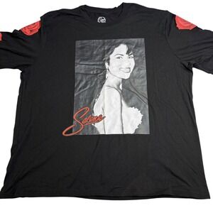 Selena Long Sleeve T-Shirt Roses Graphic Print Black Tee‎ 2XL